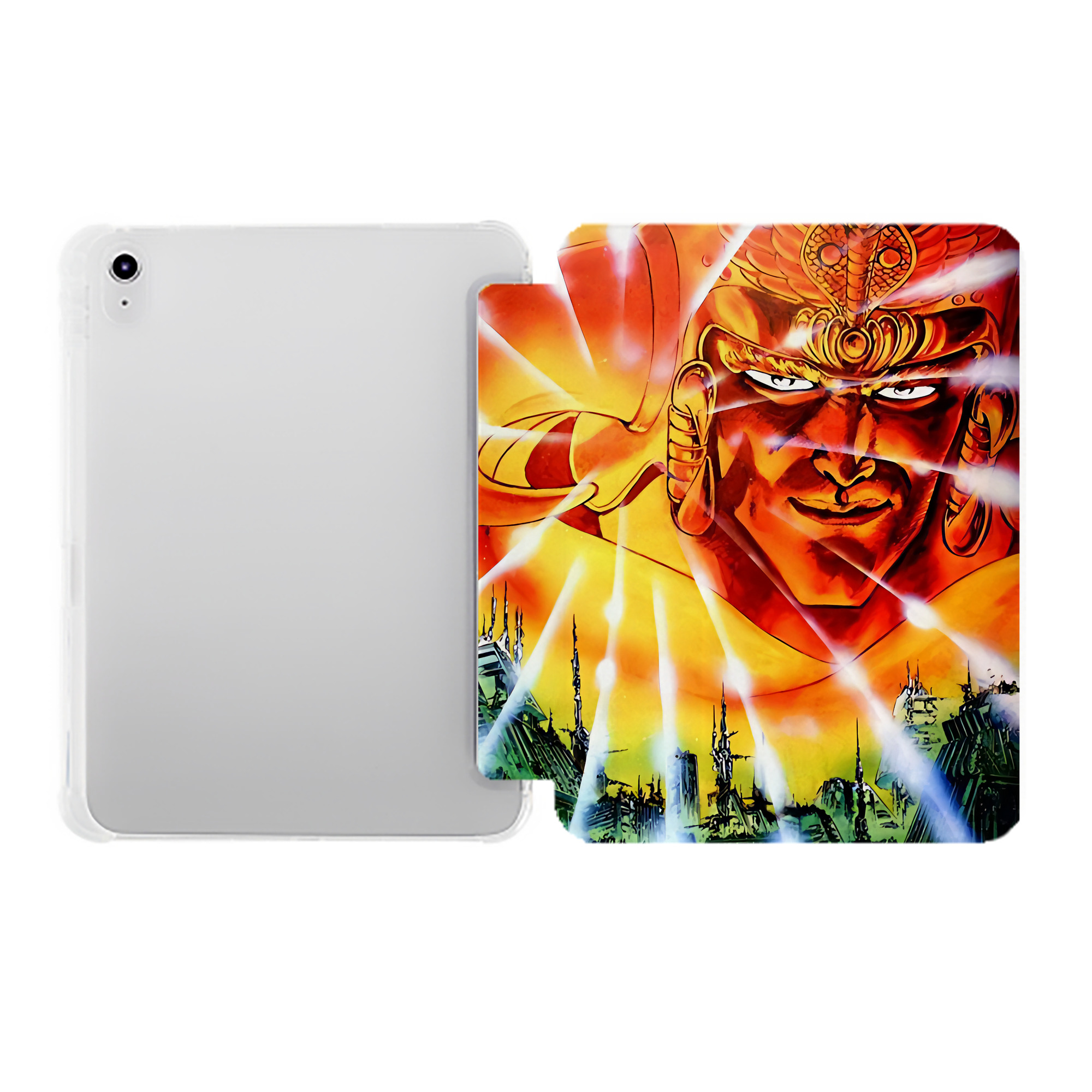 （画像用） 北斗の拳 Fist of the North Star IPad ケース ペン収納付き 三つ折りスタンド PUレザー×シリコン 対応機種9.5/10.5/10.9インチ